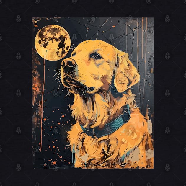 Golden retriever dog grunge portrait by etherElric